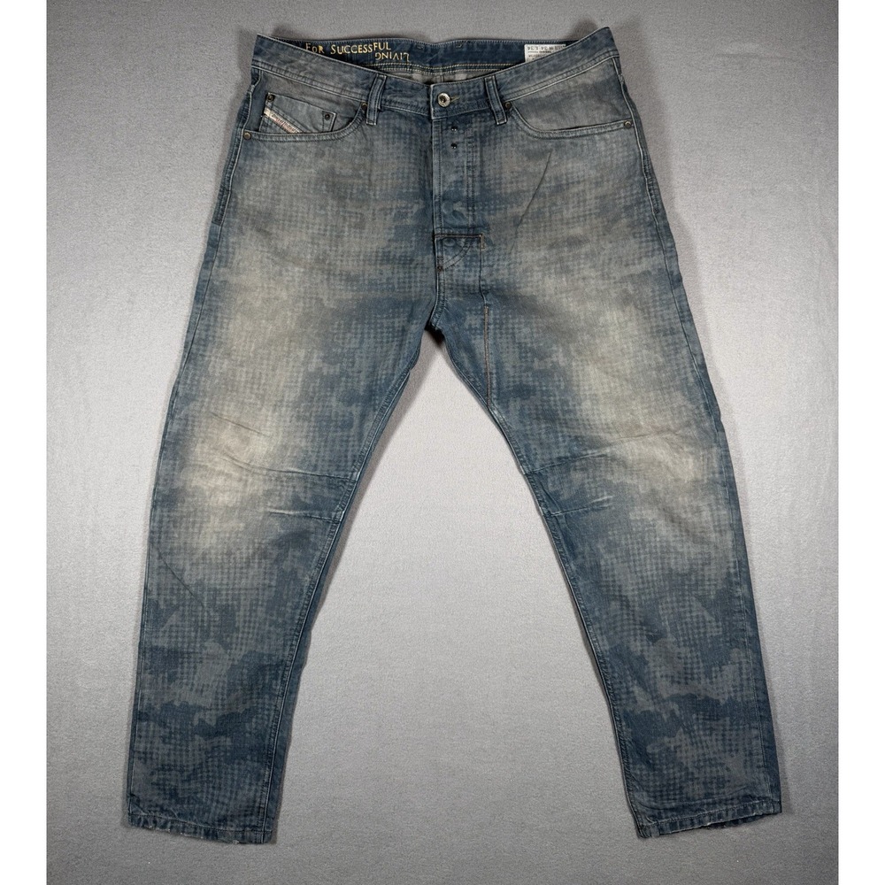 Diesel Narrot 0811M Mens Jeans Size 34x34 Regular Carrot Blue Faded Denim Pants